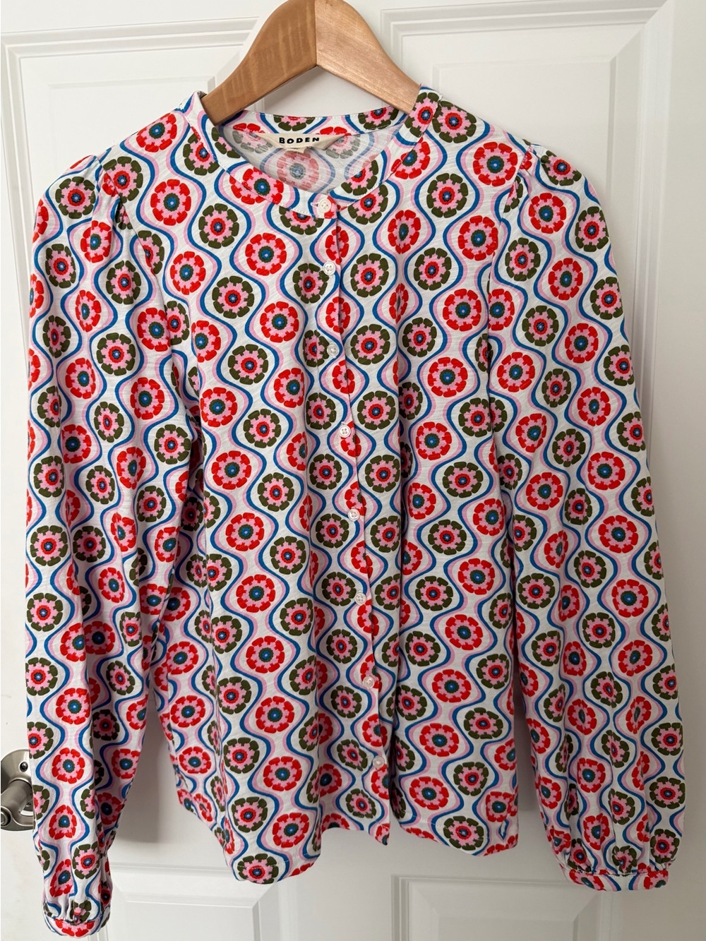 Boden Multicolor Floral Geometric Long-Sleeve Shirt